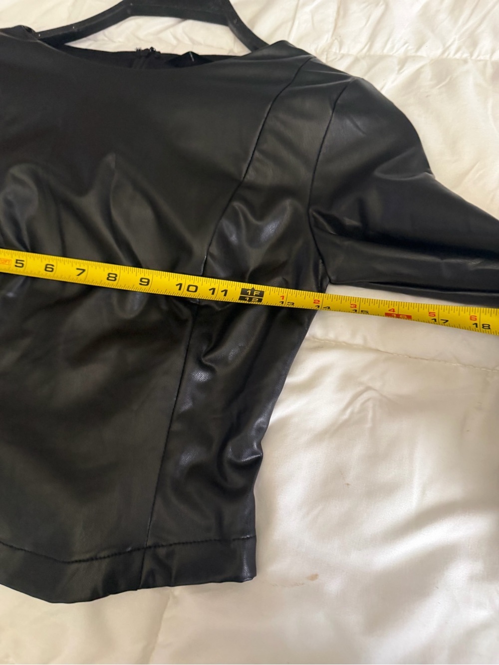 Salty Black Faux Leather Long-Sleeve Cropped Top - Picture 4 of 9
